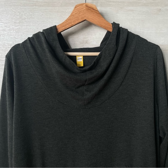 Lole Gray Long Sleeve Striped Cowl Neck Kangaroo Pouch Hoodie - Picture 3 of 9